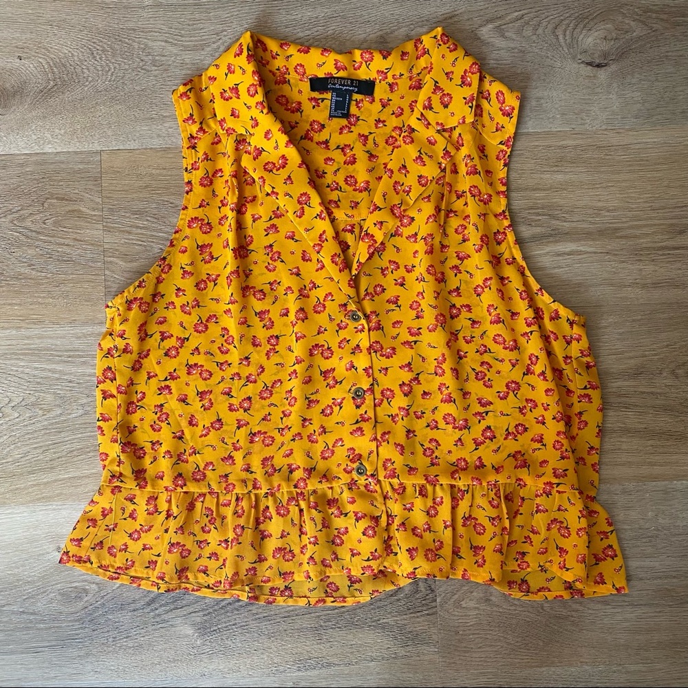 Yellow Floral Button Down // Forever 21